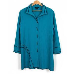 Ali Miles Womens L Artsy‎ Eclectic Maximalist Career Crinkle Asymmetrical Tunic